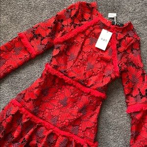 One Pretty Time Red Lace Dress